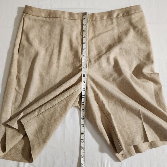 Chico’s Size 2.5 (L-14) Sand Flat Front Zip Linen Blend Pockets Bermuda Shorts - Picture 11 of 15